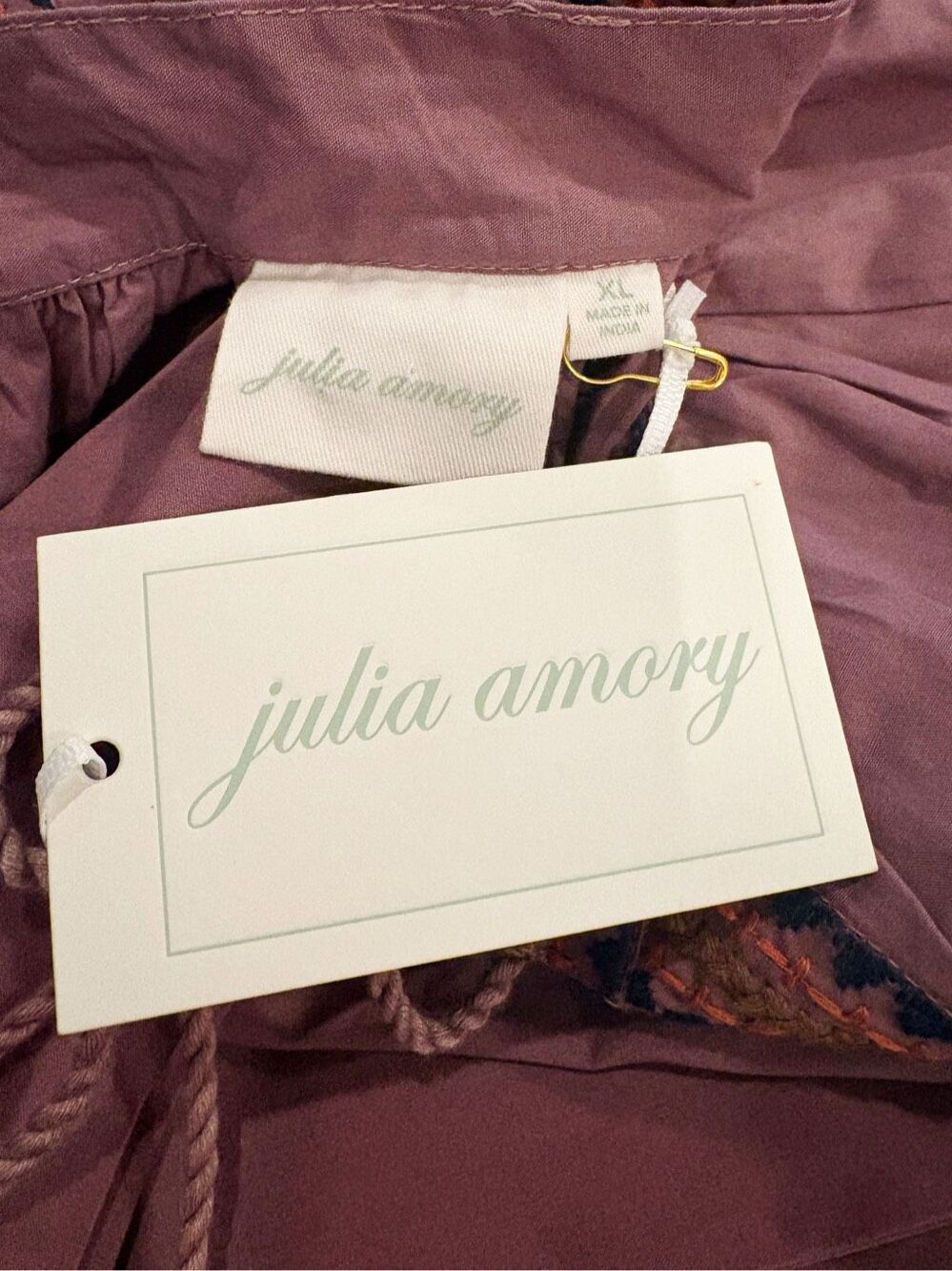 Julia Amory Daphne Coatue Dress Midi Size XL Embroidered Floral $289.00 - Picture 8 of 9